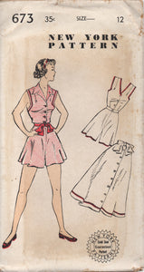 1950's New York Three Piece Playsuit with Blouse, High Waisted Shorts and Skirt - Bust 30" - UC/FF - No. 673