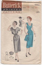 1950's Butterick One Piece Slim Fit Dress and Bolero with Separate Yoke Pattern - Bust 30" - No. 6443