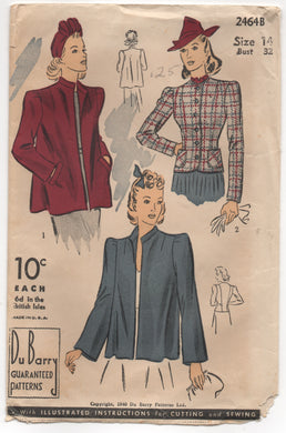 1930's DuBarry Boxy or Tailored Jacket - Bust 32