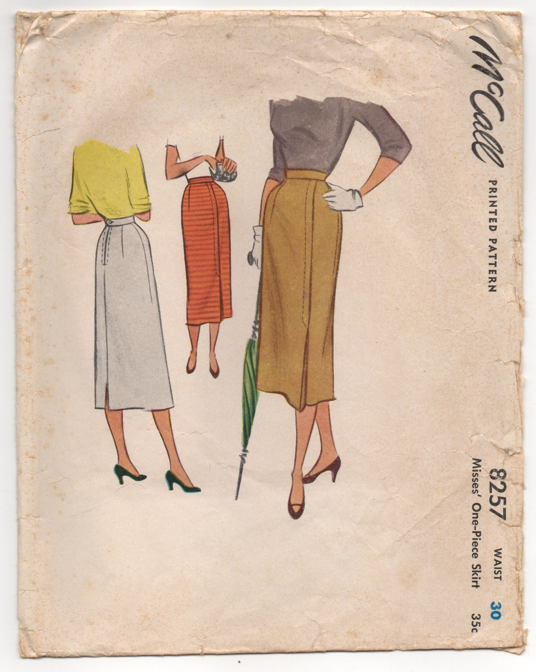 1950's McCall Straight Skirt with Front side pleat detail - Waist 30