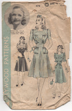 1940's Hollywood One Piece Dress with Square Collar and Ruffles - Bust 34" - No. 678