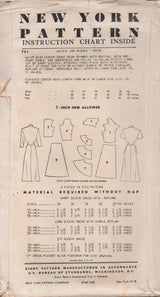 1940's New York by Louise Scott One Piece Dress with One or Three Piece Peplum and Large Collar - Bust 32" - UC/FF - No. 791