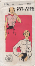 1950's New York Western Style Yoke Blouse with or without sleeves Pattern - Bust 32" - No.956