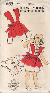 1950's New York Girl's Blouse and Skirt with Scallop Suspenders - Breast 26" - UC/FF - No. 665