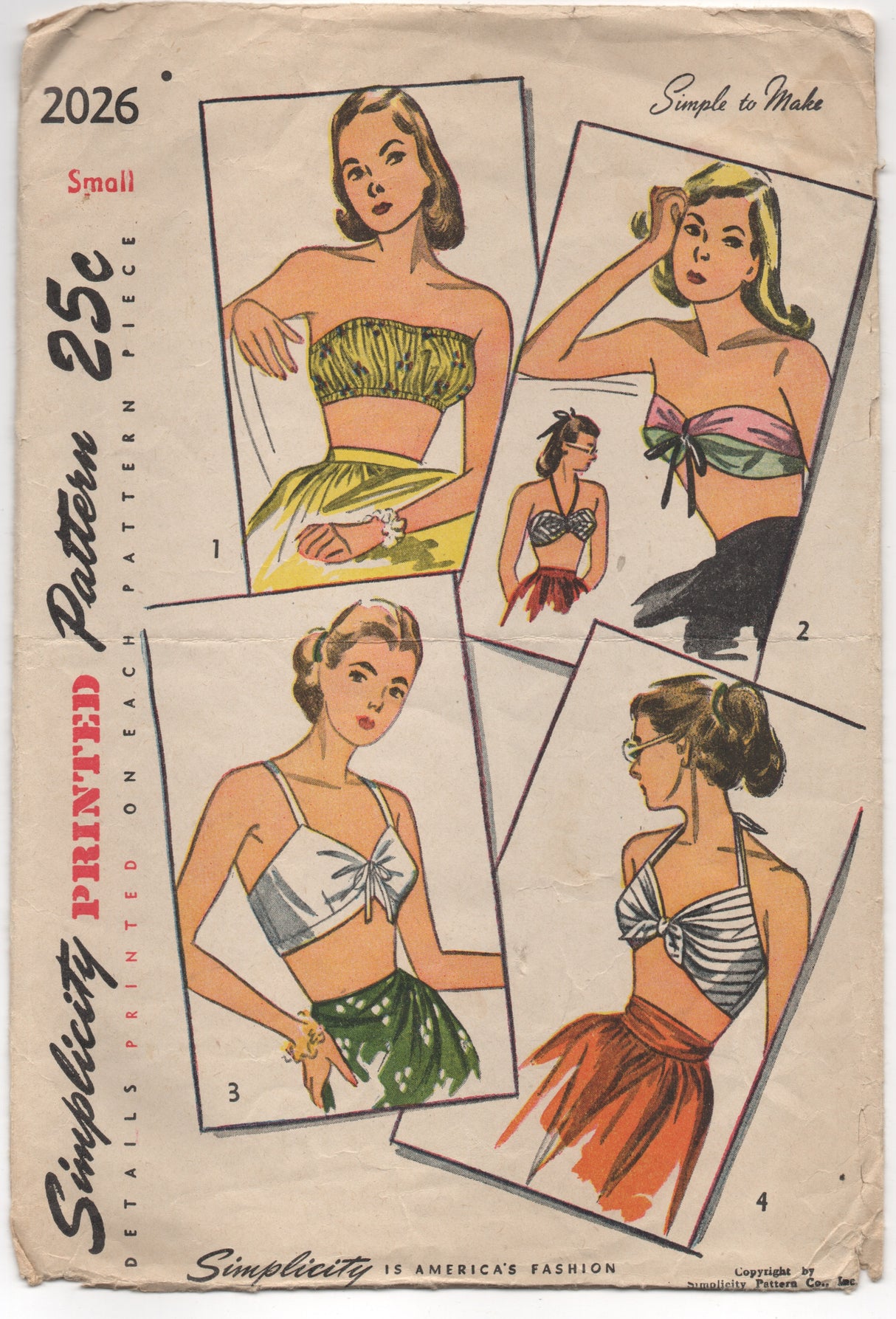 1950’s Simplicity Bra Tops - Bust 30-32” - No. 2026