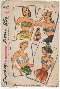 1950’s Simplicity Bra Tops - Bust 30-32” - No. 2026