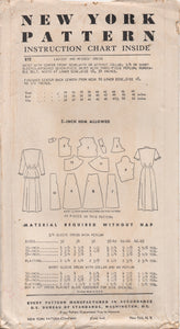 1950's New York One Piece Dress with Tucked Shoulder detail and Hip Flare - Bust 36" - UC/FF - No. 812