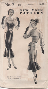 1950's New York by Jean Modiste Wiggle Dress with Circular Flounce Bottom and Two Bodice styles - Bust 32" - UC/FF - No. 7