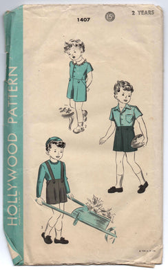 1940's Hollywood Boy's Two Piece Suit Pattern - Size 2 - No. 1407