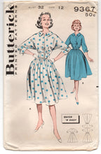 1960's Butterick One-Piece Button Up Rockabilly Dress Pattern - Bust 32" - UC/FF - No. 9367