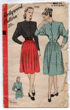 1940's Hollywood One-Piece Dress with Kimono Sleeves and Belt pattern - Bust 32" - UC/FF - No. 1732