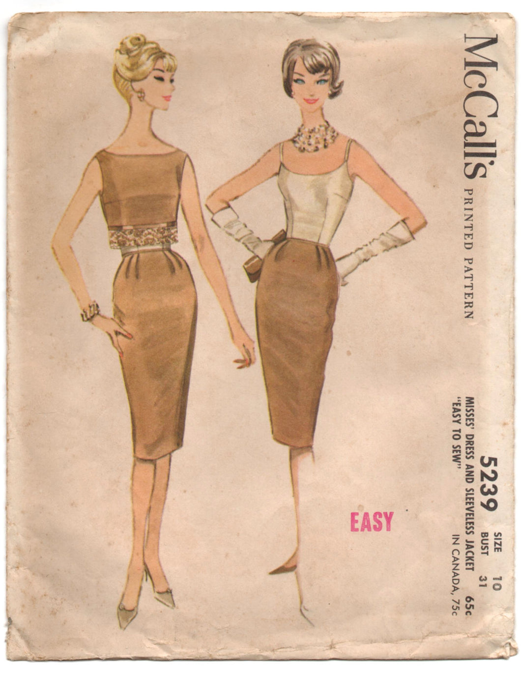 1950's McCall's Cocktail Dress with Sleeveless Jacket pattern - Bust 31