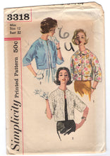 1960's Simplicity Reversible Jacket pattern with three-quarter sleeves - Bust 32" - No. 3318