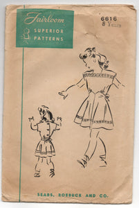 1940's Fairloom Superior Girls Tie-Back Dress - 8 years - No. 6616