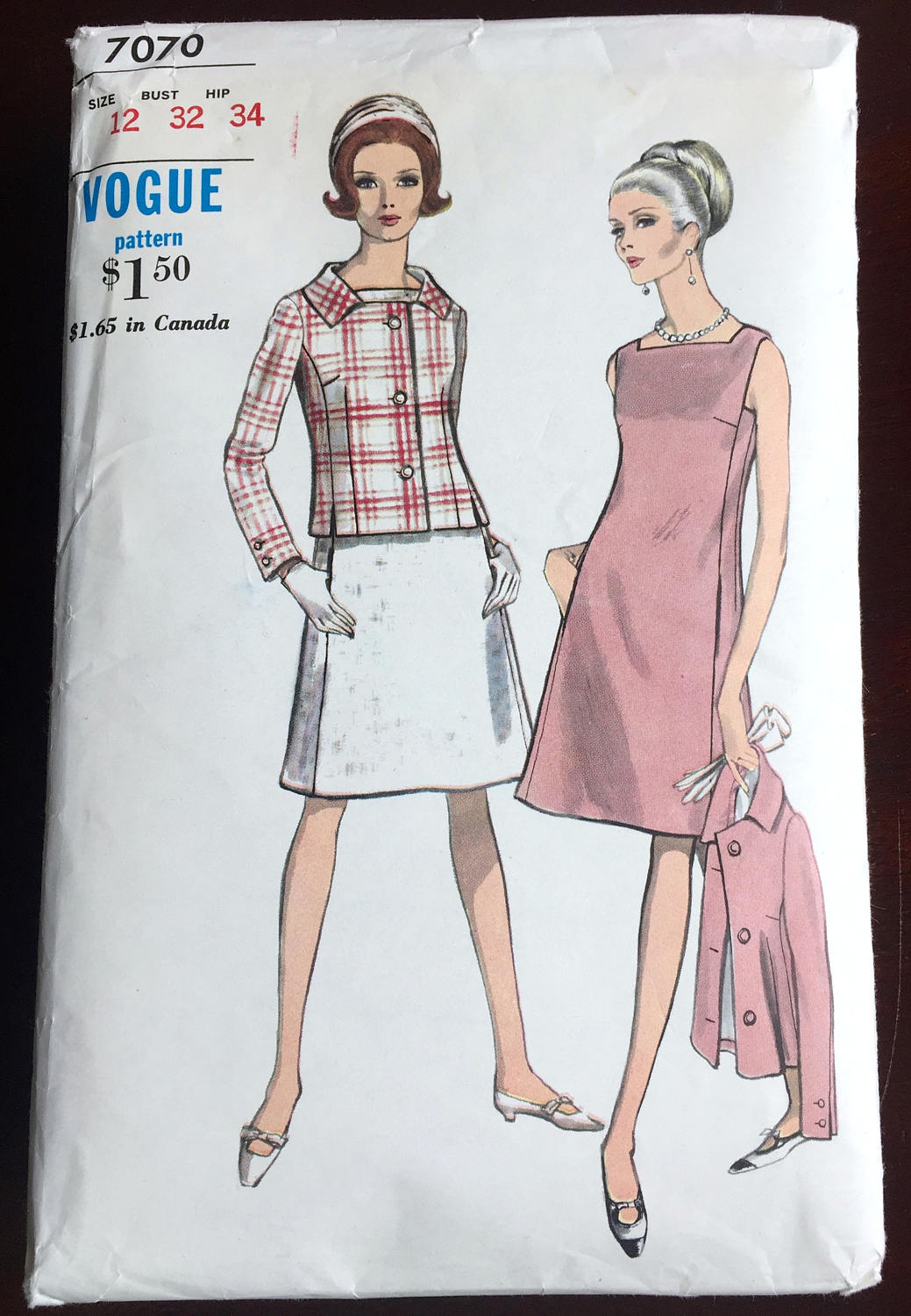 1960's Vogue One-Piece Dress with Jacket Pattern - Bust 32