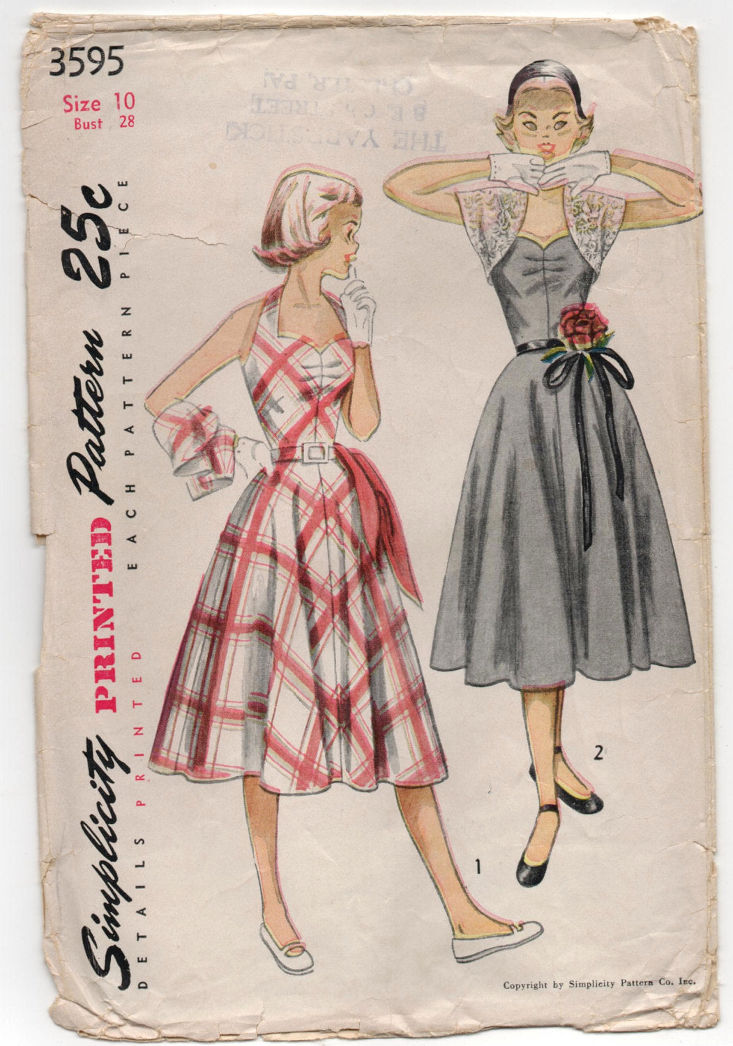 1950's Simplicity Junior's Sweetheart Neckline Halter Dress Pattern - Bust 28