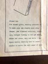 1940's Mail Order Closet Set, Shoe organizer, Hanger cover, Laundry Bag, Dress bag Pattern - No. 8616