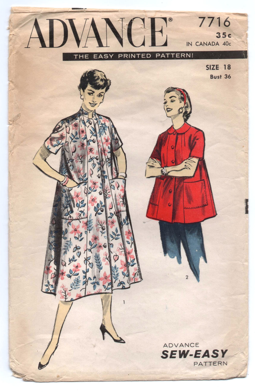 1950's Advance Long or Short Coat Pattern - Bust 36
