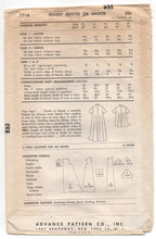 1950's Advance Long or Short Coat Pattern - Bust 36" - No. 7716