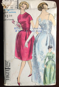 1950's Vogue Special Design Evening Dress or Cocktail Dress with Bell Skirt Pattern - Bust 32" - UC/FF - No. 4175