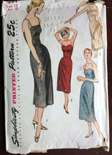 1950's Simplicity Sheath Dress and Slip Pattern - Chest 30" - No. 3594