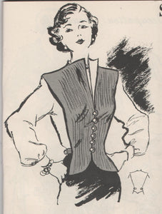 1940's Marian Martin Vest Pattern - Bust 34"-36" - From Marian Martin Catalogue Fall/Winter of '49