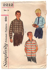 1960's Simplicity Boy's Dress Shirt pattern - Chest 34" - No. 2212