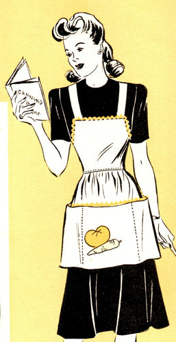 1940's Marian Martin Full Apron with Veggie Applique Pattern - One Size - From Marian Martin Catalog - PDF pattern