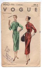 1950's Vogue Wiggle Dress Pattern with High Collar - Bust 30" - No. 8062