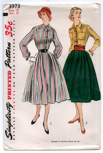 1950's Simplicity Shirtwaist Dress and Full Skirt pattern - Bust 30" - UC/FF - No. 3973