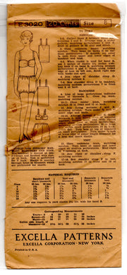 1930's Excella Bra, Bloomers and Undershirt for Girls Pattern - Breast 26