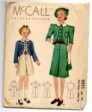 1930's McCall Girl's One-Piece Dress and Jacket Pattern - Breast 28" - No. 8855