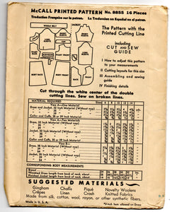 1930's McCall Girl's One-Piece Dress and Jacket Pattern - Breast 28" - No. 8855