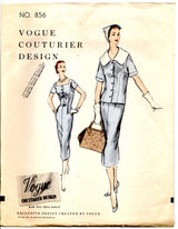 1950's Vogue Couturier Design One-Piece Dress with Bow detail and Jacket Pattern - Bust 30" - No. 856