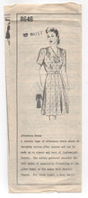 1940's Mail Order One Piece Dress with Gathered Shoulders and Two Sleeve options Pattern - Bust 32" - No. 8646