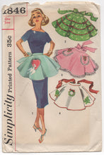 1950's Simplicity Half Apron with Pockets and Unused Christmas and Heart Transfer Pattern - One size - no. 1846