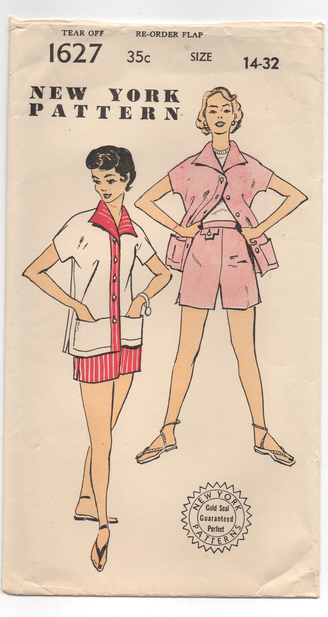 1950's New York Jacket and Shorts with Tab Accents Pattern - Bust 32