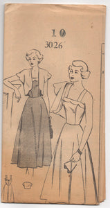 1950's Mail Order One Piece Summer Dress with Scallop Detail and Bolero - Bust 28" - UC/FF - No. 3026