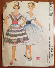 1960's McCall's Crossover Front Dress with contrast Waist and Full Skirt - Bust 32" - UC/FF - No. 5326