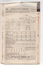 1950's Butterick One Piece Wiggle Dress with Distinct Curved Pockets and Armseye- Bust 34" - No. 7425