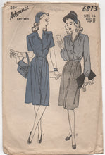 1940's Advance One Piece Shirtwaist Dress with Bow Detail at Waist - Bust 34" - No. 6813