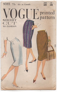 1950's Vogue Pencil Skirt - Waist 28" - No. 9593