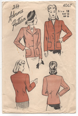 UC/FF - 1940's Advance Jacket with or without Collar - Bust 30