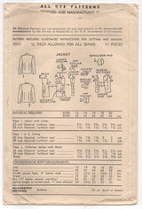 UC/FF - 1940's Advance Jacket with or without Collar - Bust 30" - No. 4067