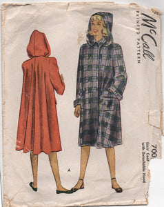 1940's McCall Girl's Coat with Detachable Hood - Breast 26" - No. 7002