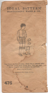 1930’s Ideal Pattern Boy’s Shirt and Shorts Patterns - Breast 23” - No. 476