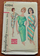 1960's Simplicity One Piece Dress with or without sleeves - Bust 34 - UNCUT - no.4394