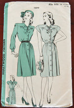 1940's Hollywood Shirtwaist Dress with Bow Detail Pattern - Bust 32 - No. 1577