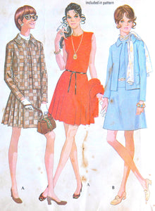1960's McCall's One Piece Drop waist Dress and Jacket Pattern - Bust 32 1/2" - No. 2224