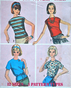 1960's Simplicity Pre-Teen Blouse in Three Styles Pattern - Bust 31 - No. 5586